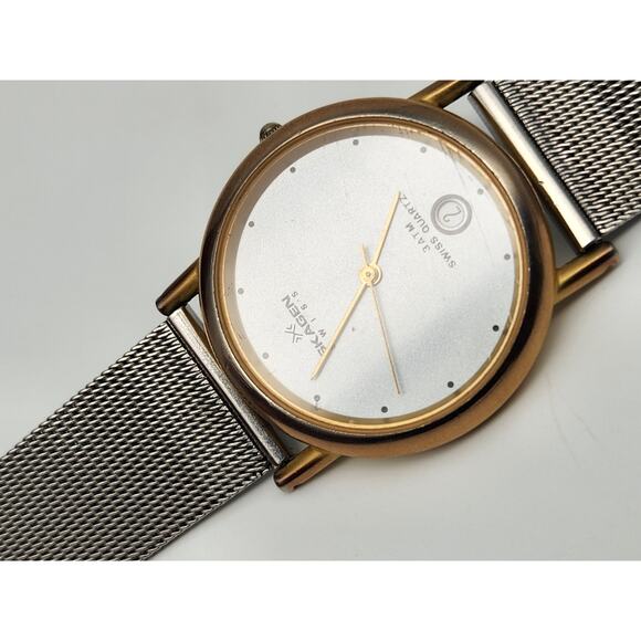 Vintage Authentic SKAGEN SWISS 7 Jewels 3ATM Date Indicator Quartz Wristwatch - Picture 5 of 12